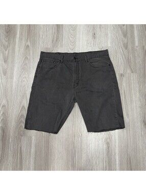 Levi's 505 Cutoff Denim Shorts MensW40 Gray Black Raw Hem Casual